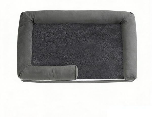 Feandrea Orthopädisches Hundebett, Hundekissen, Hundekorb, weiche Polsterung, Hundesofa, erhöhte Ränder, Bezug abnehmbar und waschbar, 120 x 85 x 20 cm, rutschfeste Unterseite, dunkelgrau