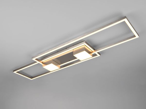 LED Deckenleuchte ALBANY Silber mit Fernbedienung dimmbar, Breite 100cm