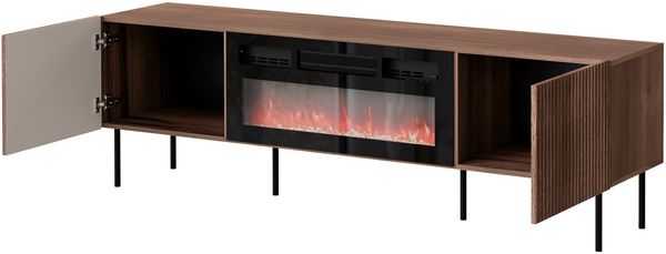 Mirjan24 'Trigev' TV-Lowboard mit 2 Drehtüren, elektrischer Kamin, nuss Warmia, 58 x 42 x 181 cm Bild 4