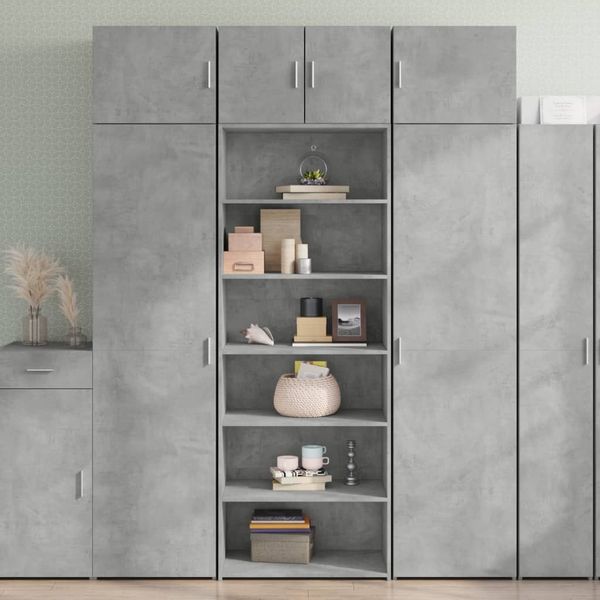Highboard, BuffetSchrank, Büroschrank Betongrau 70x41x185 cm Holzwerkstoff