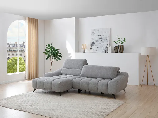 Vente-unique - ELOSIA Sofa Stoff Grau - B 175 cm x H 105 cm83 cm x L 270 cm