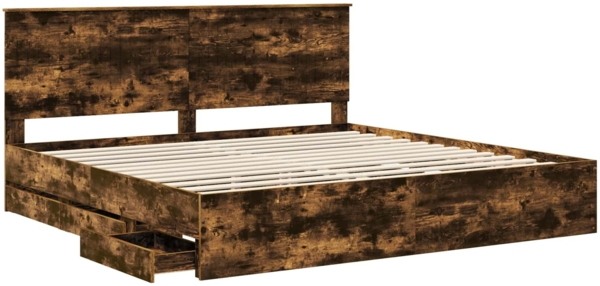 vidaXL Bettrahmen Geräucherte Eiche 200 x 200 cm Ingenieurs Holz 3411086