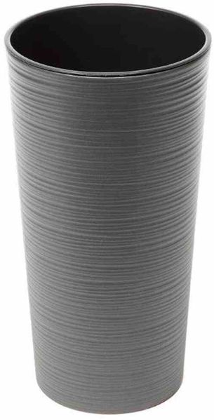 Pflanzgefäß LOCON, graphit Rillenoptik, Ø 25 x 46,5 cm Kunststoffgefäß mit Einsatz