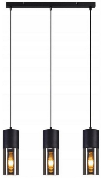 ZMH Pendelleuchte Esszimmer 3/4 Flammig Schwarz E27 Fassung Pendellampe für Küche Flur, DIY-Beleuchtung, ohne Leuchtmittel, Verstellbare Hängeleuchte Lampenschirm Glas Schlafzimmer