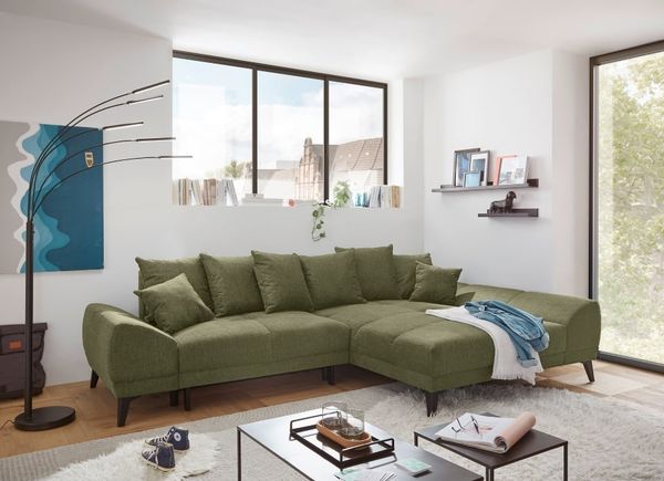 Sofa Scott mit Schlaffunktion und Bettkasten von ED Exciting Design - Beidseitig montierbar, Mikrofaser Flachgewebe, in 5 Farben wählbar