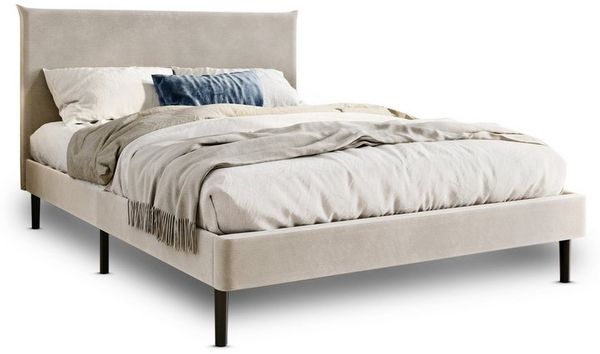 Home Collective Polsterbett 140x200 und 160x200 cm mit Lattenrost und weichem Bezug, Bettgestell (Doppelbett mit gepolstertem Kopfteil, robustes Gestell, hoher Liegekomfort), 140x200 cm, Beige, Cordbezug