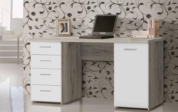 Schreibtisch PC-Tisch Computertisch 145cm sandeiche weiß Modern