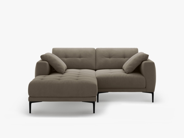 Micadoni Ecksofa Bemy 2-Sitzer Links Samt Grau Braun