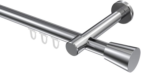 Innenlauf-Gardinenstangen-Set Prestige Sitra 100 cm, 1-läufig, 20 mm Ø Chrom