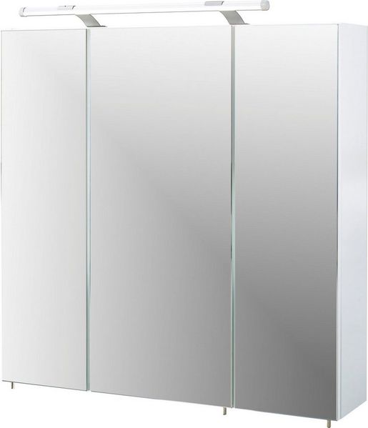 Schildmeyer Spiegelschrank Dorina, mit höhenverstellbaren Glasböden made in Germany Breite 70 cm, 3-türig, LED-Beleuchtung, Schalter-/Steckdosenbox