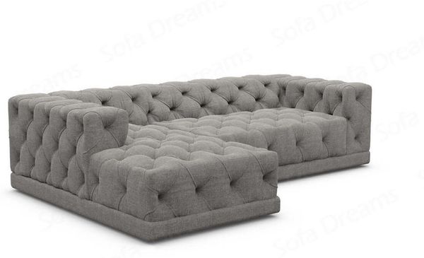Samtstoff Ecksofa Palma L Form - Strukturstoff - dunkelgrau - Links