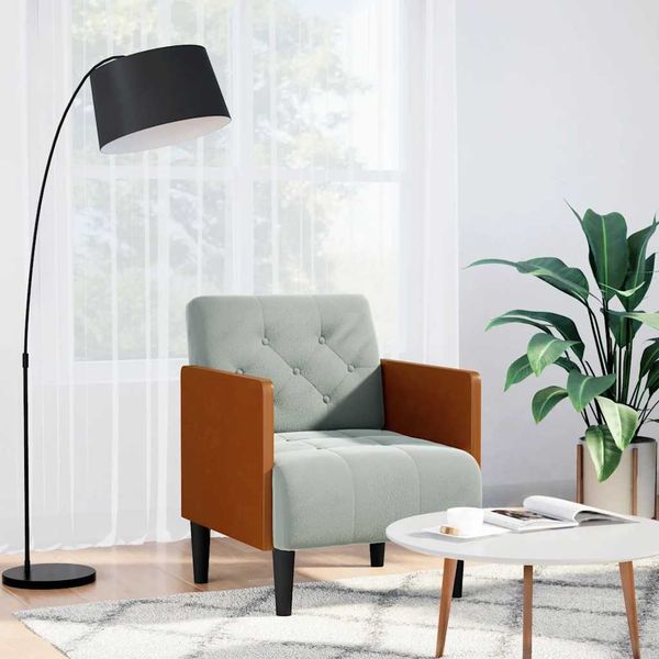 vidaXL Sessel mit Armlehnen Hellgrau 55 cm Samt 4100595