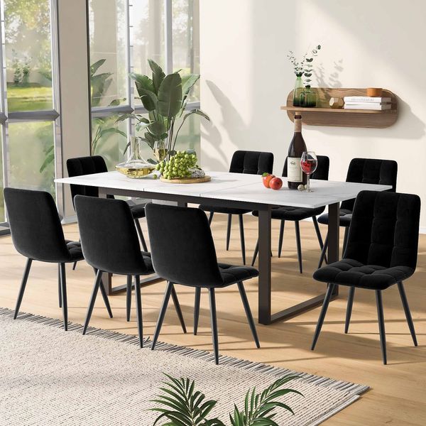 Esstisch MDF Tischplatte mit Marmoroptik und stabilem Metallgestell, belastbar bis 60 kg, faltbarer Esszimmertisch mit verstellbaren Füßen