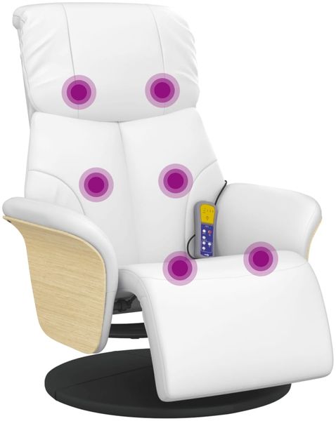 Relaxsessel, Massagesessel, Fernsehsessel Modern, mit Fußteil Weiß Kunstleder