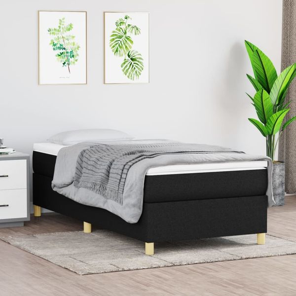 Boxspringbettgestell, Einzelbett Schwarz 90x200 cm Stoff