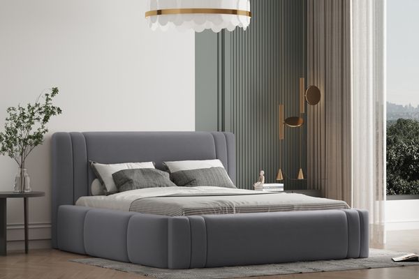 Polsterbett ROLF 180x200 mit Matratze, Bettkasten und Lattenrost. Farbe: VELUTTO 18