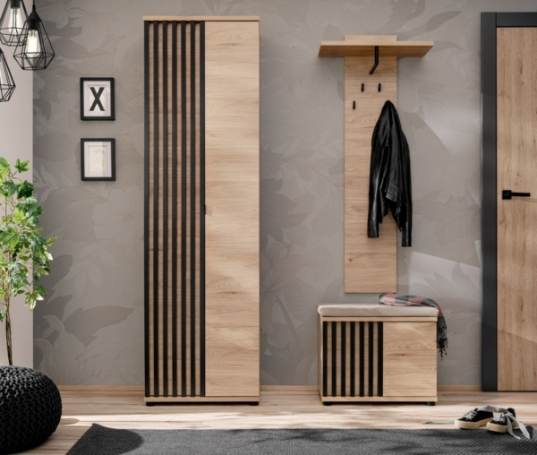 Garderobe Set Collin in Eiche und schwarz 140 cm Bild 6