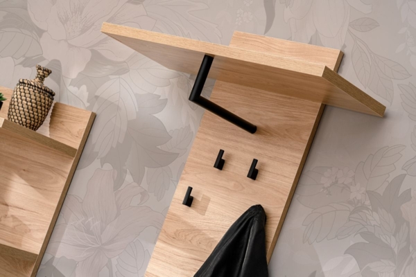 Garderobe Set Collin in Eiche und schwarz 140 cm Bild 4