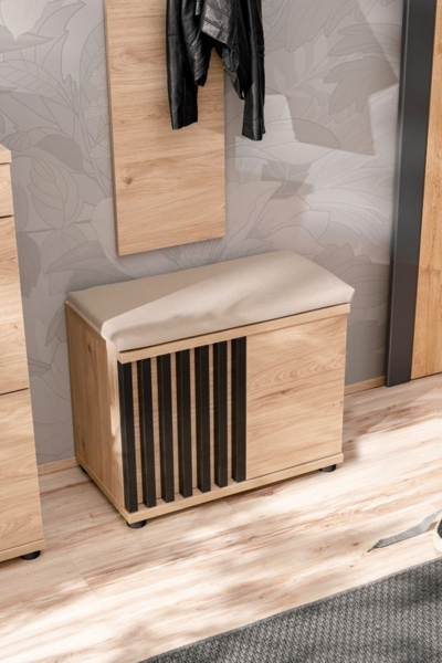 Garderobe Set Collin in Eiche und schwarz 140 cm Bild 2