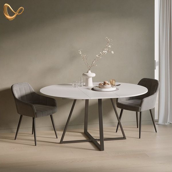 Livinity® Esstisch Firenze, Weiß/Schwarz/Schwarz, 120 x 120 cm ausziehbar (1-St)
