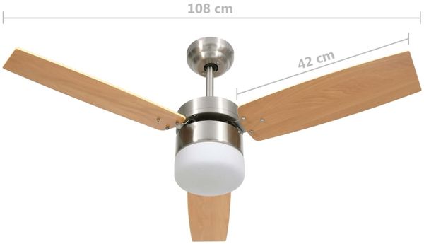 vidaXL Deckenventilator mit Licht und Fernbedienung 108 cm Hellbraun 51490 Bild 11