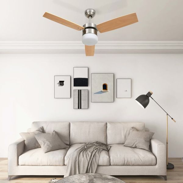 vidaXL Deckenventilator mit Licht und Fernbedienung 108 cm Hellbraun 51490