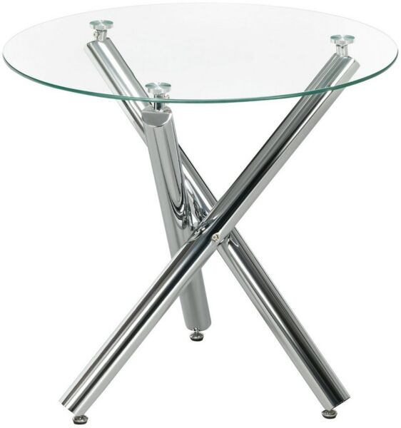 HOMCOM Esstisch Küchentisch mit verstellbaren Füße (Glastisch, 1-St, Esszimmertisch), Transparent Ø80 x 74 cm
