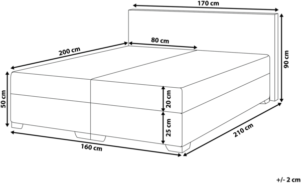 Beliani 'President' Boxspringbett mit Taschenfederkern-Matratzen, Kunstleder weiß, 160x200 cm Bild 2
