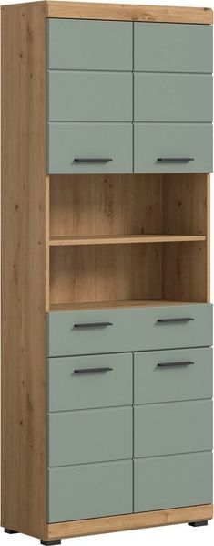welltime Hochschrank SIENA, Breite 74cm, 4 Türen, 1 Schubkasten, 2 offene Fächer, MDF-Front (TOPSELLER) in verschiedenen Farben erhältlich, Badmöbel, Badschrank, Schrank, Bad