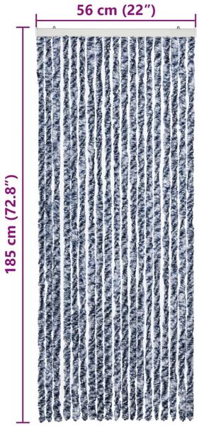 vidaXL Insektenschutz-Vorhang Blau, Weiß und Silbern 56x185cm Chenille 284273 Bild 7