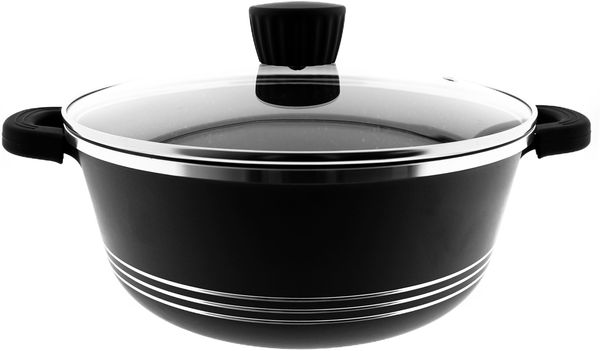 Almina Kochtöpfe in Schwarz mit Glasdeckel Aluminium-Druckguss mit Antihaftbeschichtung ⌀36 cm