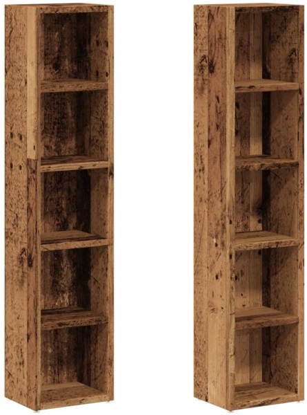 vidaXL CD-Regale 2 Stk. Altholz-Optik 21x16x93,5 cm Holzwerkstoff 855838
