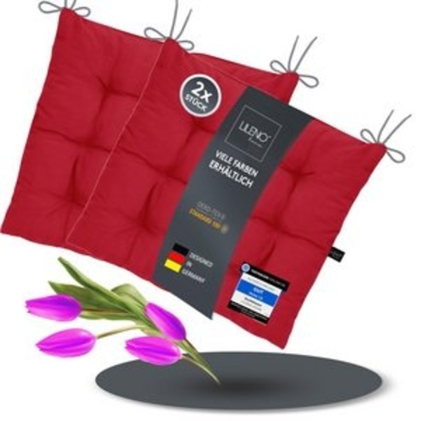 LILENO HOME Stuhlkissen Sitzkissen für Gartenstuhl, Küchenstuhl oder Esszimmerstuhl 40x40x6 cm, Bequeme Indoor u. Outdoor Stuhlauflage als Stuhl Kissen Weinrot Bild 6