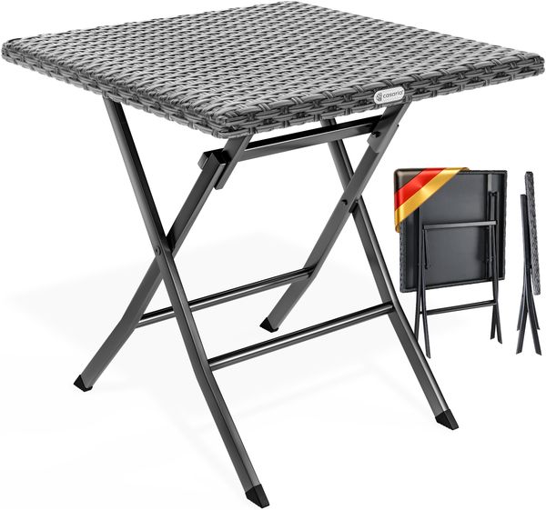 CASARIA® Gartentisch Wetterfest Polyrattan Anthrazit