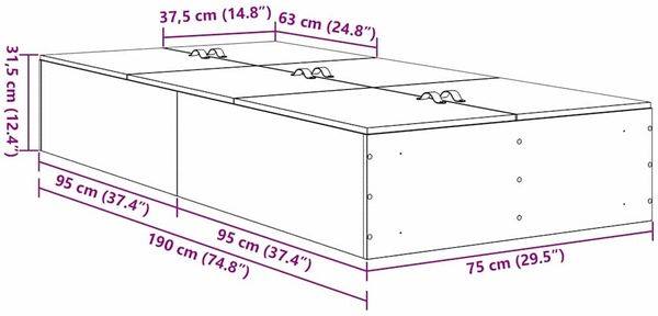 vidaXL Aufbewahrungsbettgestell Geräucherte Eiche 70 x 190 cm 3335417 Bild 12
