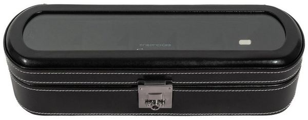 Friedrich23 Uhrenbox London 26106-2 – Echtleder Schwarz – Glasdeckel – für 5 Uhren