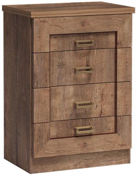 Lomadox Kommode TEORA-161, in Lefkas Eiche 4 Schubladen rustikal Metallgriffe 63,5 x 90 x 44 cm