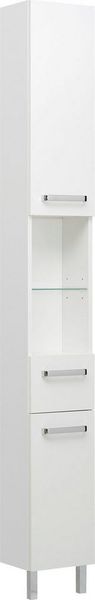 Saphir Hochschrank Quickset Badschrank 25 cm breit, 2 Türen, 2 Nischen, 1 Schublade Badezimmer-Hochschrank inkl. Türdämpfer, Griffe in Chrom glänzend