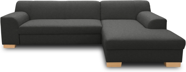 DOMO. collection Ecksofa Tinos, Couch in L-Form mit Schlaffunktion, Beine aus Buche mit Filzgleitern, Sofa, Polsterecke, Eckcouch, Schlafsofa 273 x 157 x 74 cm (BxTxH), anthrazit