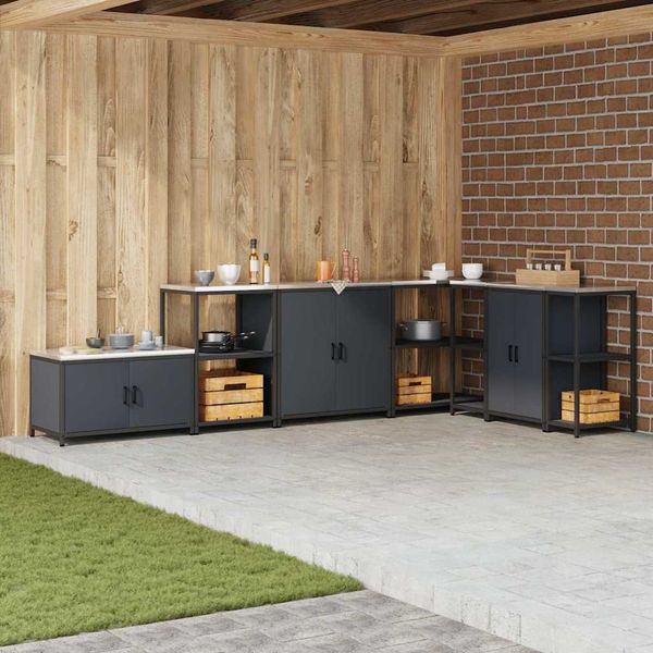 vidaXL Küchenaufbewahrung HATTEM Anthrazit 60 x 50 x 92 cm Stahl 874963
