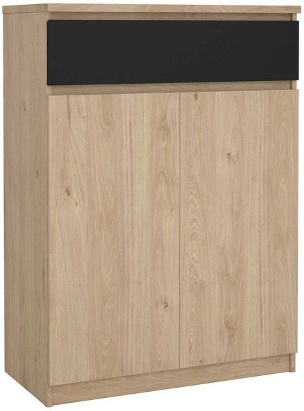 Dmora Schuhschrank Angilops, Schuhregal, Mehrzweck-Eingangsgarderobe, Möbel für Schuhe, 80x40 h111 cm, Eiche und Schwarz