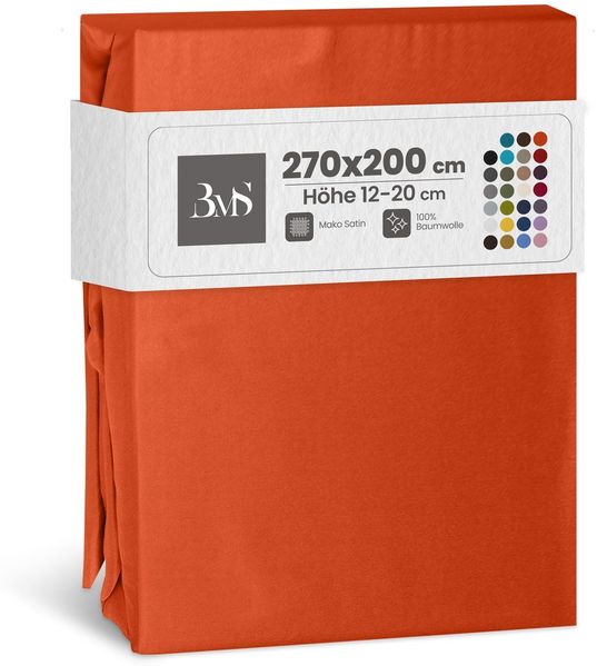 Bettwaesche-mit-Stil Mako-Satin Spannbettlaken orange 270x200cm