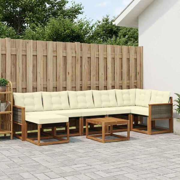 vidaXL Outdoor-Sofagarnitur mit Kissen 8 pcs Natur und Creme 3382106