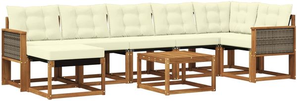 vidaXL Outdoor-Sofagarnitur mit Kissen 8 pcs Natur und Creme 3382106