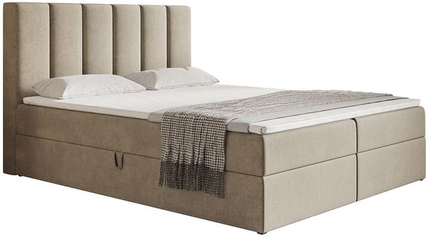 AX LIVING Boxspringbett Bonio I – 160 cm Breite, Schlafkomfort Beige