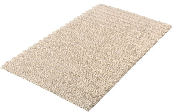 Kleine Wolke Badematte Yara, Höhe 5 mm, beidseitig nutzbar, fußbodenheizungsgeeignet, Baumwolle, rechteckig, Badteppich, Uni Farben, gestreift, waschbar
