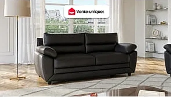 Vente-unique - Sofa 3-Sitzer - Kunstleder - Schwarz - MANOA