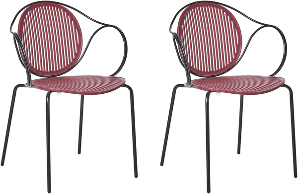 Gartenstuhl 2er Set IKARIA Metall Rot