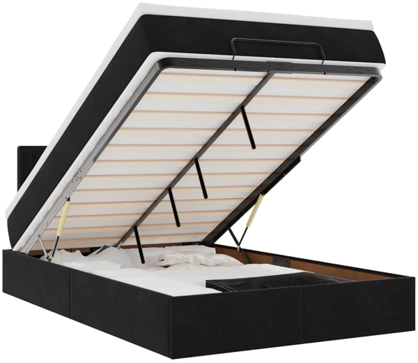 vidaXL Ottoman-Bett mit Matratze Schwarz 120x190 cm Samt 3311905