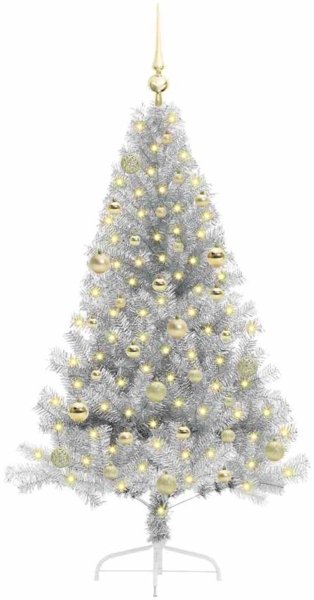 vidaXL Künstlicher vorbeleuchteter Weihnachtsbaum Silber 150 cm 3397197 Bild 2
